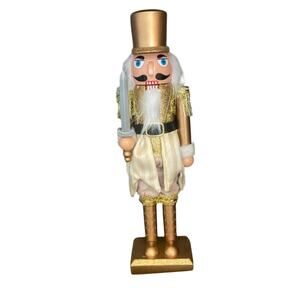 Nutcracker holding a sword- 13 in tall- Gold and Silver